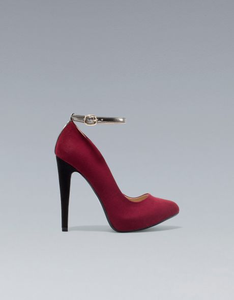 Zara Combined High Heel Court Shoe in Red - Lyst