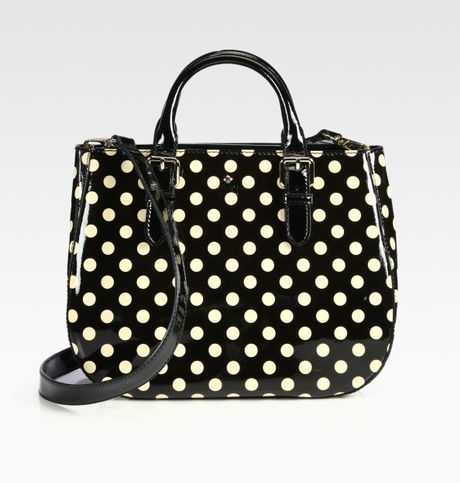Kate Spade Sylvie Patent Leather Satchel in Black (black/ beige) - Lyst