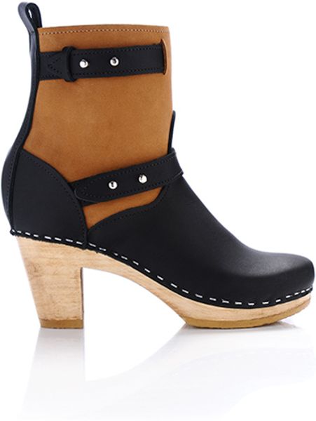 Loeffler Randall Clog Biker Boot in Brown (black) | Lyst
