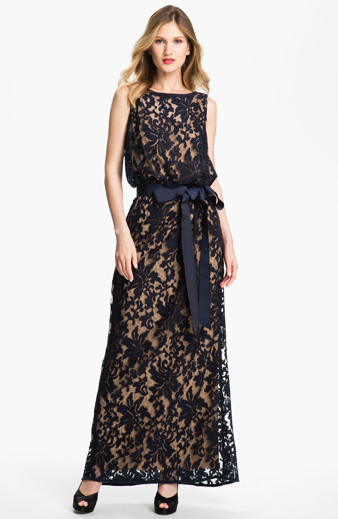 black and nude gown