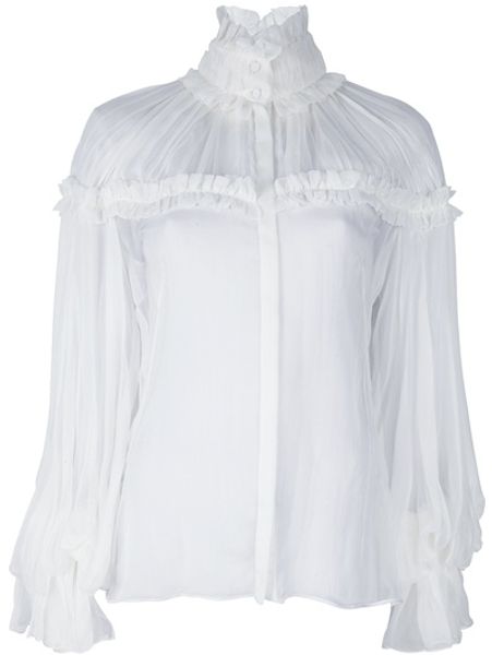 Alexander Mcqueen Seethrough Blouse in White - Lyst