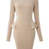 Ax Paris Long Sleeve Peplum Dress in Beige (stone) - Lyst