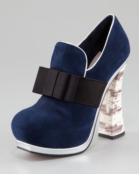 Miu Miu Metallictrim Loafer Pump in Blue (oltremare) - Lyst