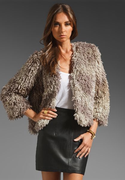 Anna Sui Mongolian Faux Fur Jacket in Animal (grey multi) - Lyst