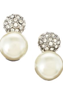 Kenneth Jay Lane Pave Pearly Clipon Earrings - Lyst
