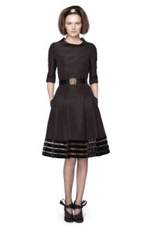Oscar de la Renta Silk Faille Banded Seam Detail Hem Dress - Lyst
