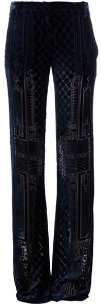 Balmain Brocade Wide Leg Trouser in Blue - Lyst