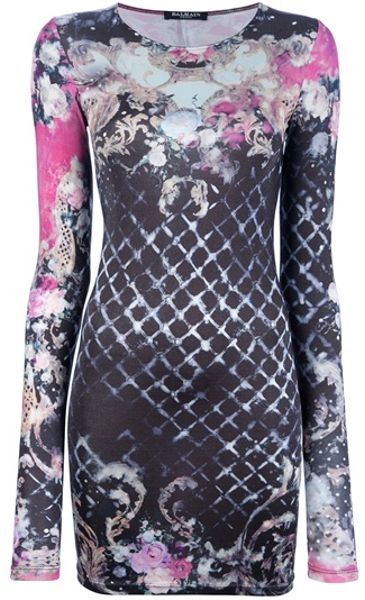 Balmain Floral Dress in Floral - Lyst