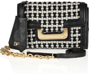 Diane Von Furstenberg Harper Charlie Checked Tweed and Leather Shoulder Bag - Lyst