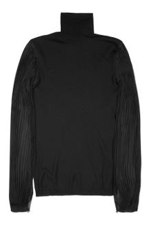 Emilio Pucci Chiffon Sleeved Fine Knit Wool Sweater - Lyst