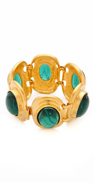 Kenneth Jay Lane Flawed Emerald Cabochon Bracelet - Lyst