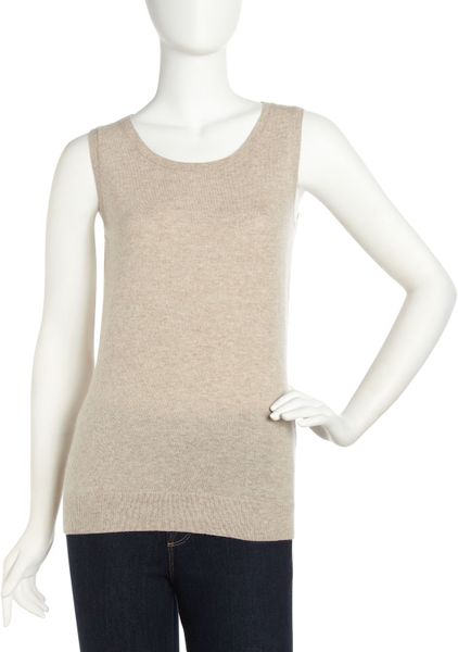 Lafayette 148 New York Ribtrim Tank Khaki Melange in Pink (khaki mela) - Lyst