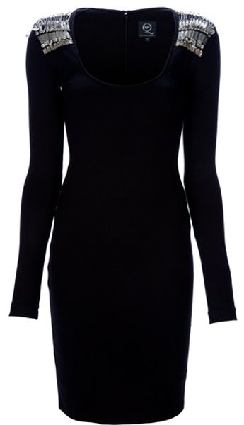 Mcq By Alexander Mcqueen Beaded Shoulder Dress in Black - Lyst