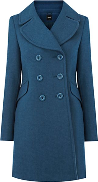 Oasis Oasis Double Breasted Reefer Coat Indigo - Lyst