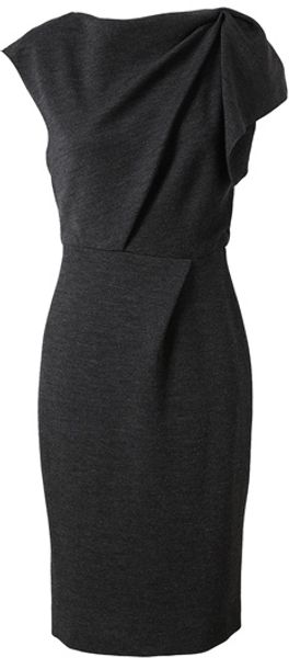 Roksanda Ilincic Stretch Wool Dress with Ruched Shoulder - Lyst