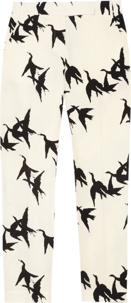 Tibi Paloma Printed Cropped StraightLeg Pants in White (ivory) - Lyst