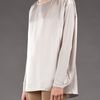 Vince Knit Sleeve Tshirt in Beige - Lyst