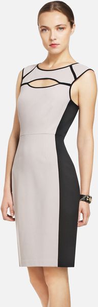 Bcbgmaxazria Colorblocked Sheath Dress in Beige (light stone combo) - Lyst