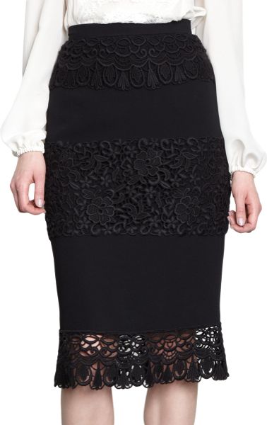 Dolce & Gabbana Lace Panel Skirt in Black - Lyst