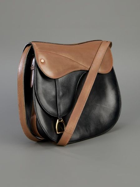 Gucci Leather Saddle Bag in Brown (black) | Lyst