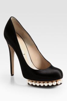 Nicholas Kirkwood Satin Faux Pearldetail Pumps - Lyst