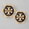 Tory Burch Walter Logo Stud Earrings Black in Black - Lyst