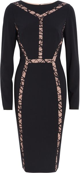 Elie Saab Cut Out Insert Lace Dress - Lyst