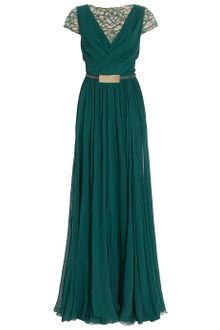 Elie Saab Cap Sleeves Lace Detail Gown - Lyst