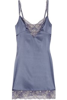 Elle Macpherson Obsidian Gloria Stretchsilk Satin and Lace Chemise - Lyst