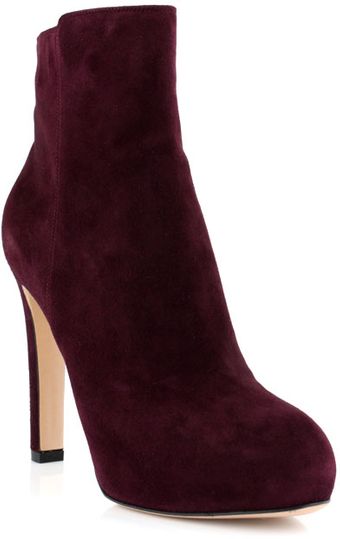 Gianvito Rossi Bordeaux Suede Bootie - Lyst