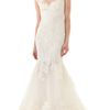 Marchesa Lace Gown with Illusion Neckline in White (cream) - Lyst