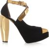 Marni GoldTrimmed Suede Pumps in Gold - Lyst