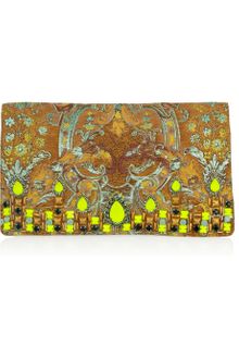 Matthew Williamson Crystal Embellished Brocade Suede Clutch - Lyst