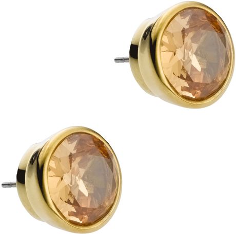 Michael Kors Crystal Stud Earrings in Gold (golden topaz) - Lyst