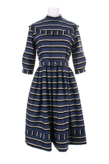 Olympia Le-Tan Cotton Dress with Striped Pattern - Lyst
