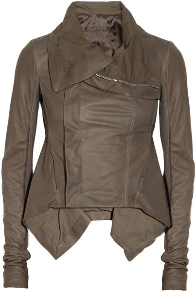 Rick Owens Naska Leather Biker Jacket in Gray - Lyst
