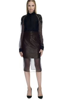 Cushnie Et Ochs Black Leather and Organza Skirt - Lyst
