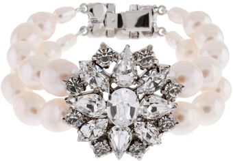 Martine Wester Bridal Crystal and Pearl Bracelet - Lyst