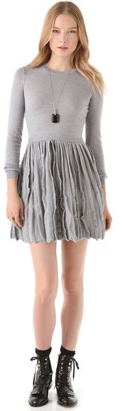RED Valentino Sweater Dress with Pleated Skirt - Lyst