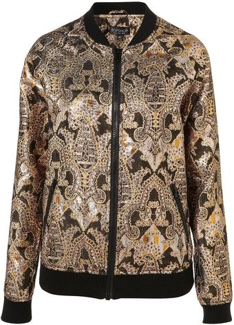 Topshop Indian Jacquard Bomber Jacket - Lyst