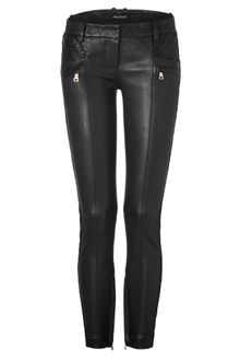 Balmain Black Low Rise Skinny Leather Pants - Lyst
