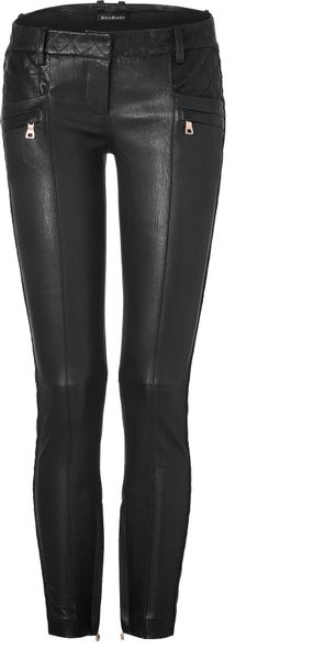 Balmain Black Low Rise Skinny Leather Pants in Black - Lyst