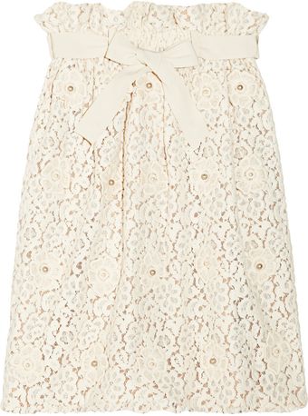 Chloé Appliquéd Cottonblend Lace Skirt - Lyst