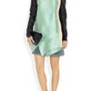 Proenza Schouler Leatherpaneled Silkshantung Dress in Green (mint) - Lyst