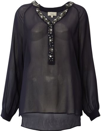 Linea Weekend Embellised Collar Blouse - Lyst