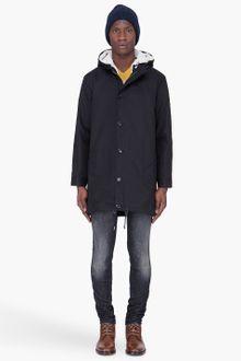 A.P.C. Long Black Hooded Canvas Parka - Lyst