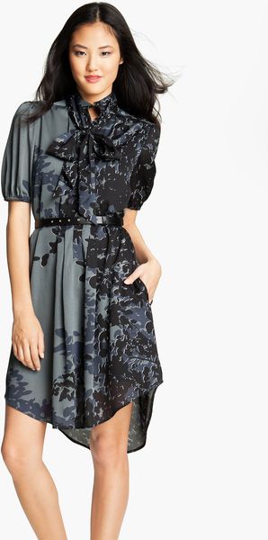 Jessica Simpson Print Puff Sleeve Shirtdress - Lyst