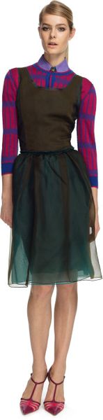 Sophie Theallet Organza And Japanese Jersey Cocktail Dress in Green (olive/teal) - Lyst