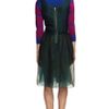 Sophie Theallet Organza And Japanese Jersey Cocktail Dress in Green (olive/teal) - Lyst