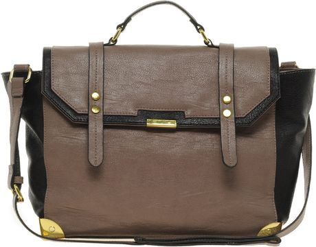 Asos Metal Corner Satchel in Brown (blackmink) - Lyst